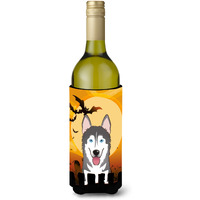 "Caroline's Treasures Halloween Alaskan Malamute Wine Bottle Koozie Hugger, 750 ml, Multicolor"
