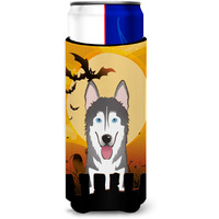 "Caroline's Treasures Halloween Alaskan Malamute Michelob Ultra Koozies for Slim Cans, Multicolor"