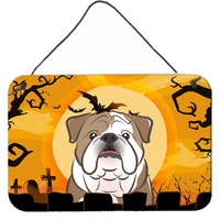 "Caroline's Treasures Halloween English Bulldog Wall or Door Hanging Prints BB1777DS812, 8HX12W, Multicolor"