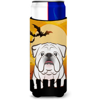 "Caroline's Treasures Halloween White English Bulldog Michelob Ultra Koozies for Slim Cans, Multicolor"