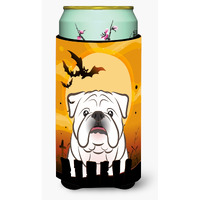 "Caroline's Treasures Halloween White English Bulldog Tall Boy Koozie Hugger, Multicolor"