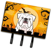 "Caroline's Treasures BB1778TH68 Halloween White English Bulldog Leash or Key Holder, Large, Multicolor"