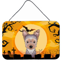"Caroline's Treasures Halloween Yorkie Puppy Wall or Door Hanging Prints BB1790DS812, 8HX12W"