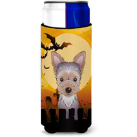 "Caroline's Treasures Halloween Yorkie Puppy Michelob Ultra Koozies for Slim Cans, Multicolor"