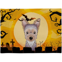 "Caroline's Treasures BB1790PLMT Halloween Yorkie Puppy Fabric Placemat, Multicolor"