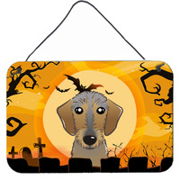 "Caroline's Treasures Halloween Wirehaired Dachshund Wall or Door Hanging Prints BB1791DS812, 8HX12W"