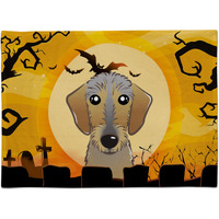 "Caroline's Treasures BB1791PLMT Halloween Wirehaired Dachshund Fabric Placemat, Multicolor"