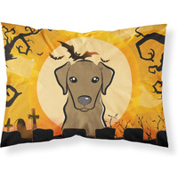 "Caroline's Treasures BB1792PILLOWCASE Halloween Chocolate Labrador Fabric Standard Pillowcase, Large, Multicolor"