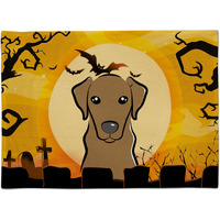 "Caroline's Treasures BB1792PLMT Halloween Chocolate Labrador Fabric Placemat, Multicolor"