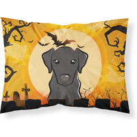 "Caroline's Treasures BB1793PILLOWCASE Halloween Black Labrador Fabric Standard Pillowcase, Large, Multicolor"