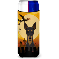 "Caroline's Treasures Halloween Min Pin Michelob Ultra Koozies for Slim Cans, Multicolor"