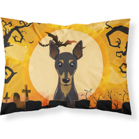"Caroline's Treasures BB1798PILLOWCASE Halloween Min Pin Fabric Standard Pillowcase, Large, Multicolor"