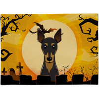 "Caroline's Treasures BB1798PLMT Halloween Min Pin Fabric Placemat, Multicolor"