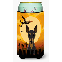 "Caroline's Treasures Halloween Min Pin Tall Boy Koozie Hugger, Multicolor"