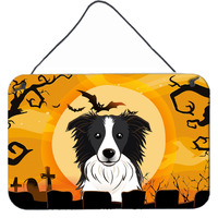 "Caroline's Treasures Halloween Border Collie Wall or Door Hanging Prints BB1799DS812, 8HX12W"