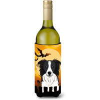 "Caroline's Treasures Halloween Border Collie Wine Bottle Koozie Hugger, 750 ml, Multicolor"