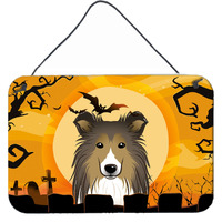 "Caroline's Treasures Halloween Sheltie Wall or Door Hanging Prints BB1800DS812, 8HX12W, Multicolor"