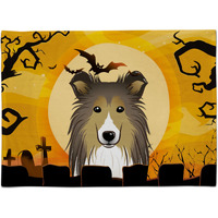 "Caroline's Treasures BB1800PLMT Halloween Sheltie Fabric Placemat, Multicolor"