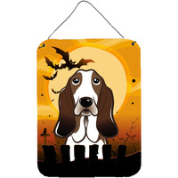 "Caroline's Treasures Halloween Basset Hound Wall or Door Hanging Prints BB1801DS1216, 16HX12W, Multicolor"