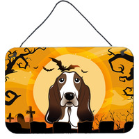 "Caroline's Treasures Halloween Basset Hound Wall or Door Hanging Prints BB1801DS812, 8HX12W, Multicolor"
