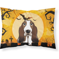 "Caroline's Treasures BB1801PILLOWCASE Halloween Basset Hound Fabric Standard Pillowcase, Large, Multicolor"
