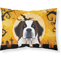 "Caroline's Treasures BB1804PILLOWCASE Halloween Saint Bernard Fabric Standard Pillowcase, Large, Multicolor"