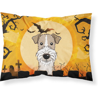 "Caroline's Treasures BB1805PILLOWCASE Halloween Wire Haired Fox Terrier Fabric Standard Pillowcase, Large, Multicolor"