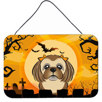 "Caroline's Treasures Halloween Chocolate Brown Shih Tzu Wall or Door Hanging Prints BB1807DS812, 8HX12W"