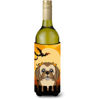 "Caroline's Treasures Halloween Chocolate Brown Shih Tzu Wine Bottle Koozie Hugger, 750 ml, Multicolor"