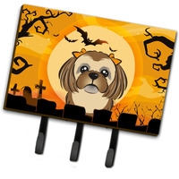 "Caroline's Treasures BB1807TH68 Halloween Chocolate Brown Shih Tzu Leash or Key Holder, Large, Multicolor"