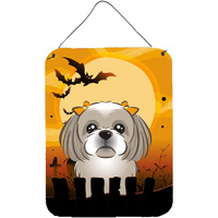 "Caroline's Treasures Halloween Gray Silver Shih Tzu Wall or Door Hanging Prints BB1808DS1216, 16HX12W, Multicolor"