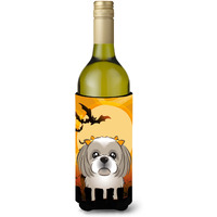 "Caroline's Treasures Halloween Gray Silver Shih Tzu Wine Bottle Koozie Hugger, 750 ml, Multicolor"