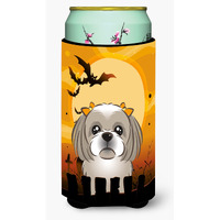 "Caroline's Treasures Halloween Gray Silver Shih Tzu Tall Boy Koozie Hugger, Multicolor"
