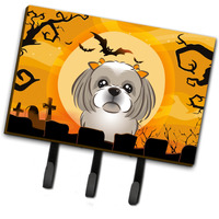 "Caroline's Treasures BB1808TH68 Halloween Gray Silver Shih Tzu Leash or Key Holder, Large, Multicolor"
