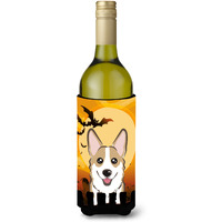 "Caroline's Treasures Halloween Sable Corgi Wine Bottle Koozie Hugger, 750 ml, Multicolor"