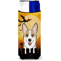 "Caroline's Treasures Halloween Sable Corgi Michelob Ultra Koozies for Slim Cans, Multicolor"
