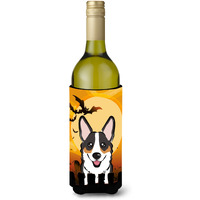 "Caroline's Treasures Halloween Tricolor Corgi Wine Bottle Koozie Hugger, 750 ml, Multicolor"