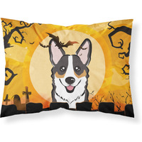 "Caroline's Treasures BB1813PILLOWCASE Halloween Tricolor Corgi Fabric Standard Pillowcase, Large, Multicolor"