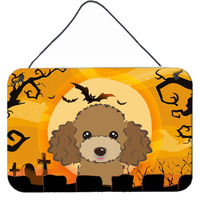 "Caroline's Treasures Halloween Chocolate Brown Poodle Wall or Door Hanging Prints BB1814DS812, 8HX12W"