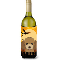 "Caroline's Treasures Halloween Chocolate Brown Poodle Wine Bottle Koozie Hugger, 750 ml, Multicolor"