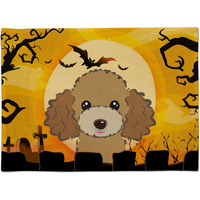 "Caroline's Treasures BB1814PLMT Halloween Chocolate Brown Poodle Fabric Placemat, Multicolor"