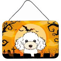 "Caroline's Treasures Halloween White Poodle Wall or Door Hanging Prints BB1815DS812, 8"" H x 12"" W"