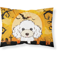 "Caroline's Treasures BB1815PILLOWCASE Halloween White Poodle Fabric Standard Pillowcase, Large, Multicolor"