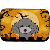 "Caroline's Treasures Halloween Silver Gray Poodle Dish Drying Mat, 14 x 21"