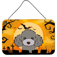 "Caroline's Treasures Halloween Silver Gray Poodle Wall or Door Hanging Prints BB1817DS812, 8HX12W, Multicolor"