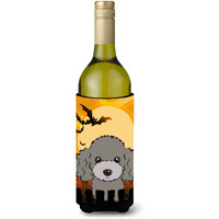 "Caroline's Treasures Halloween Silver Gray Poodle Wine Bottle Koozie Hugger, 750 ml, Multicolor"