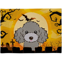 "Caroline's Treasures BB1817PLMT Halloween Silver Gray Poodle Fabric Placemat, Multicolor"