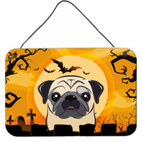 "Caroline's Treasures Halloween Fawn Pug Wall or Door Hanging Prints BB1820DS812, 8HX12W"