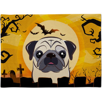 "Caroline's Treasures BB1820PLMT Halloween Fawn Pug Fabric Placemat, Multicolor"