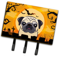 "Caroline's Treasures BB1820TH68 Halloween Fawn Pug Leash or Key Holder, Large, Multicolor"